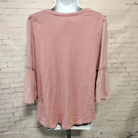 Umgee Sz Small Top Dusty Pink Flutter Ruffle Sleeves Boho Peasant Lightweight - Picture 4 of 10